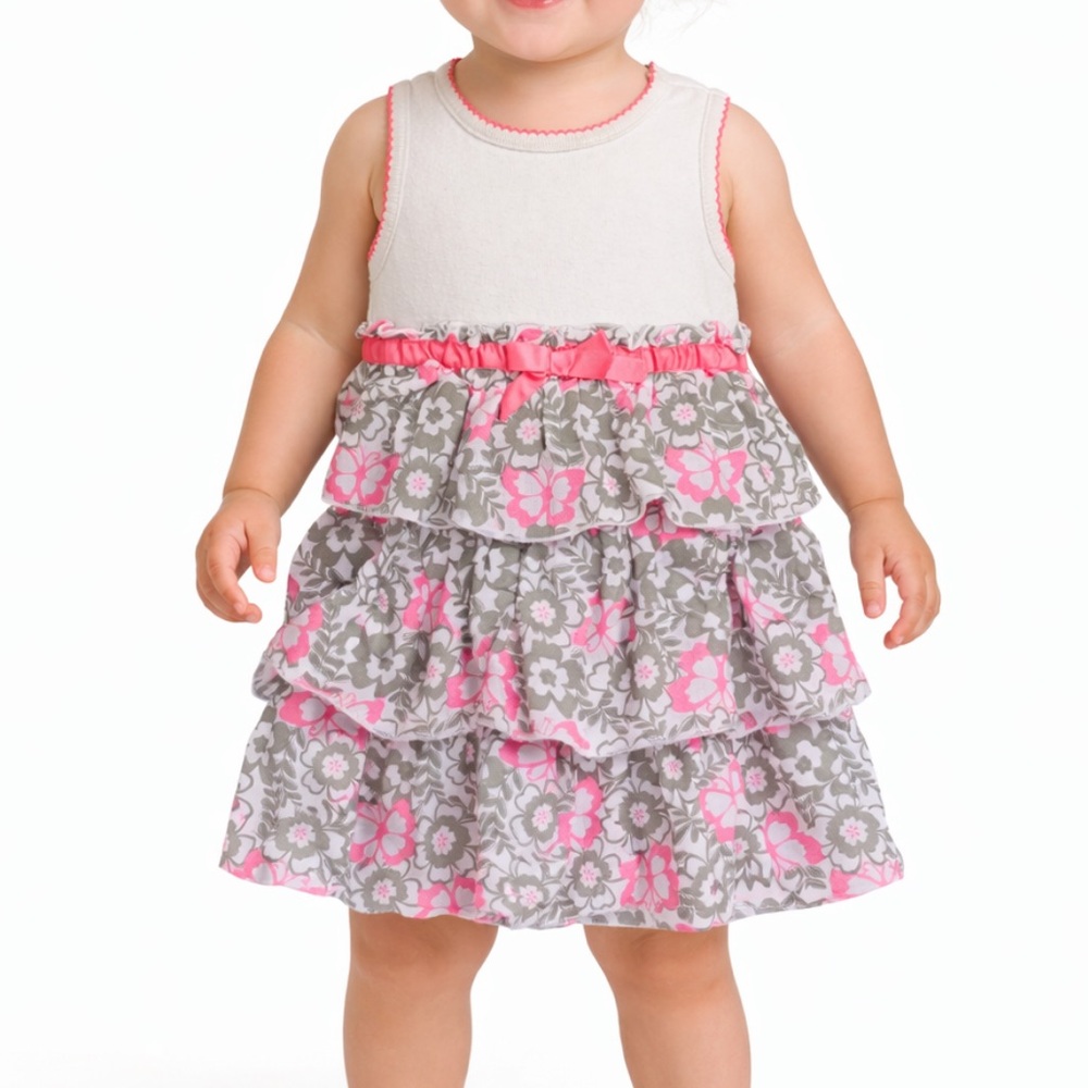 Little Wonders girl’s pink and white floral matching set size 12M
